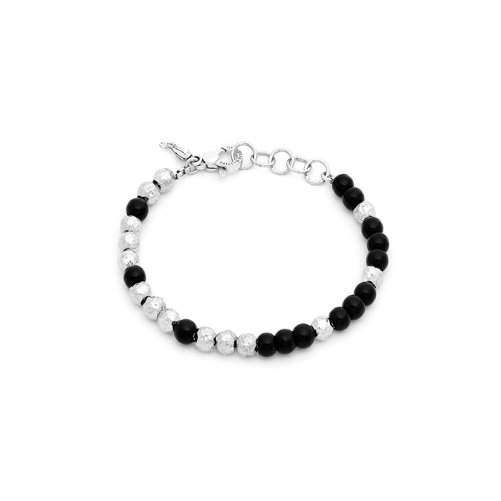 Bracciale con perline nere e argento