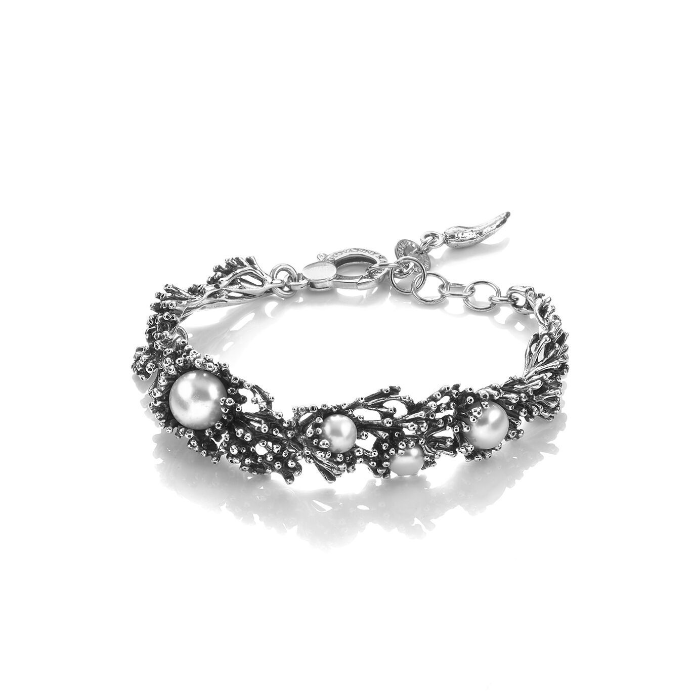 Braccialetto elegante in argento con perle