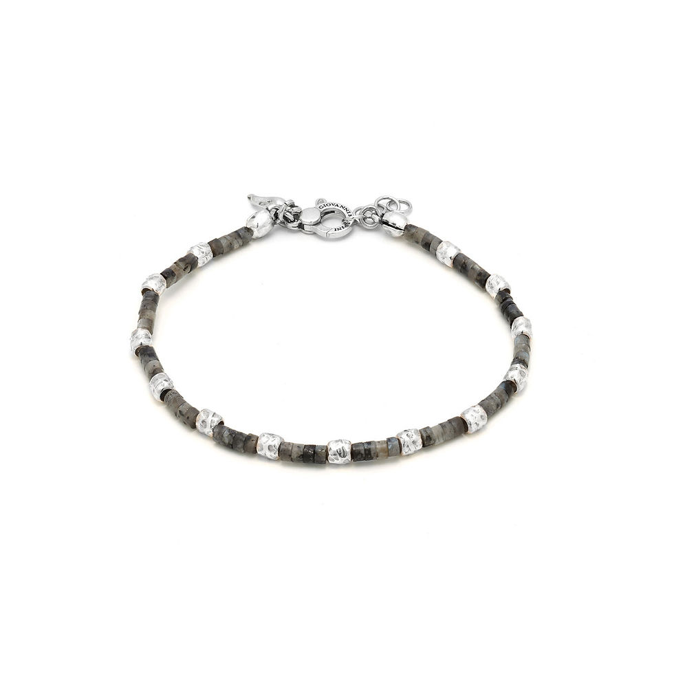 Braccialetto elegante con perline grigio argento