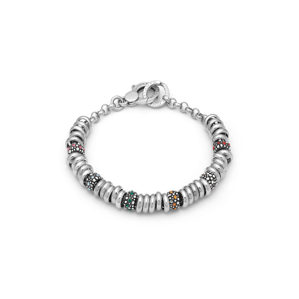 Braccialetto argento con sfere colorate