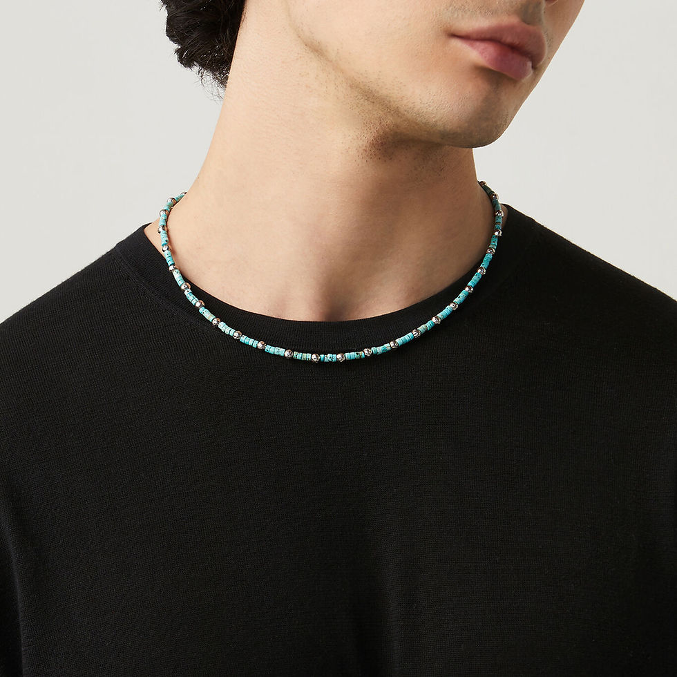 Collana uomo con sfere turchesi