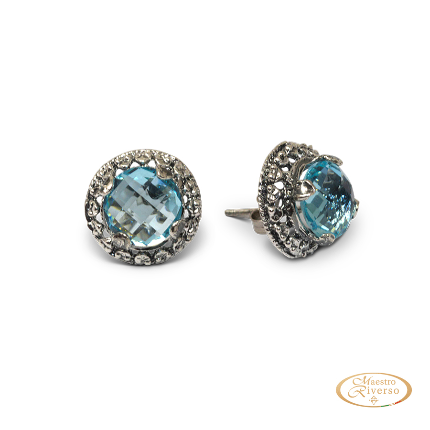 Miniatura: Eleganti orecchini con topazio blu