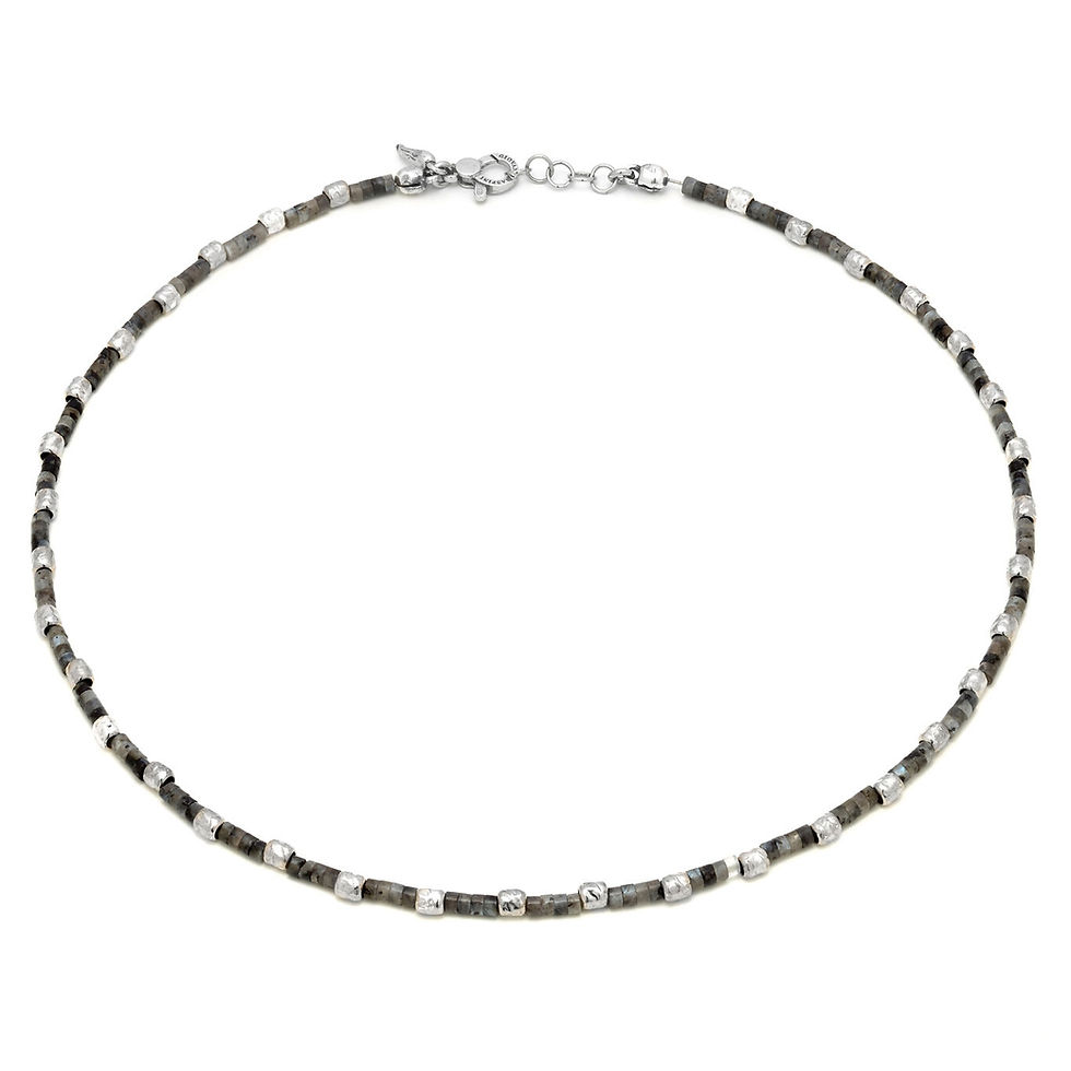 Miniatura: Collana con perline nere e argento