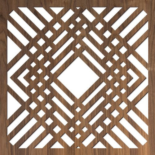 Steel/aluminum laser cut decorative panel with geometric diamond pattern