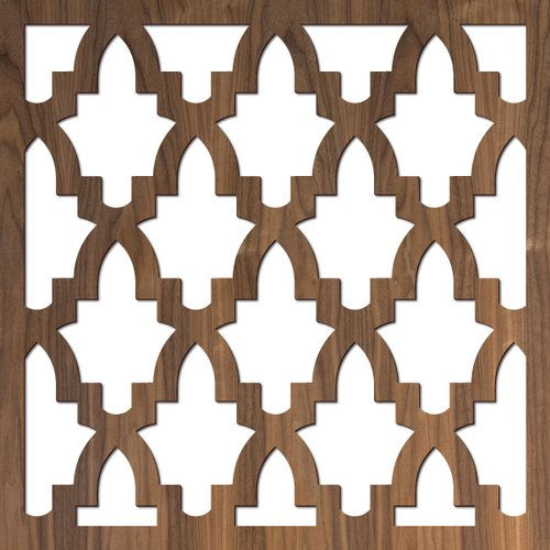 Custom laser cut steel panel with flowing Geometric design 2x4 panel