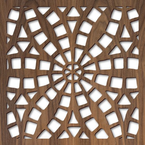 Steel laser cut decorative panel with geometric diamond pattern