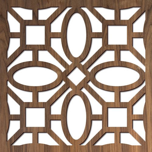 Steel/aluminum laser cut decorative panel with geometric diamond pattern
