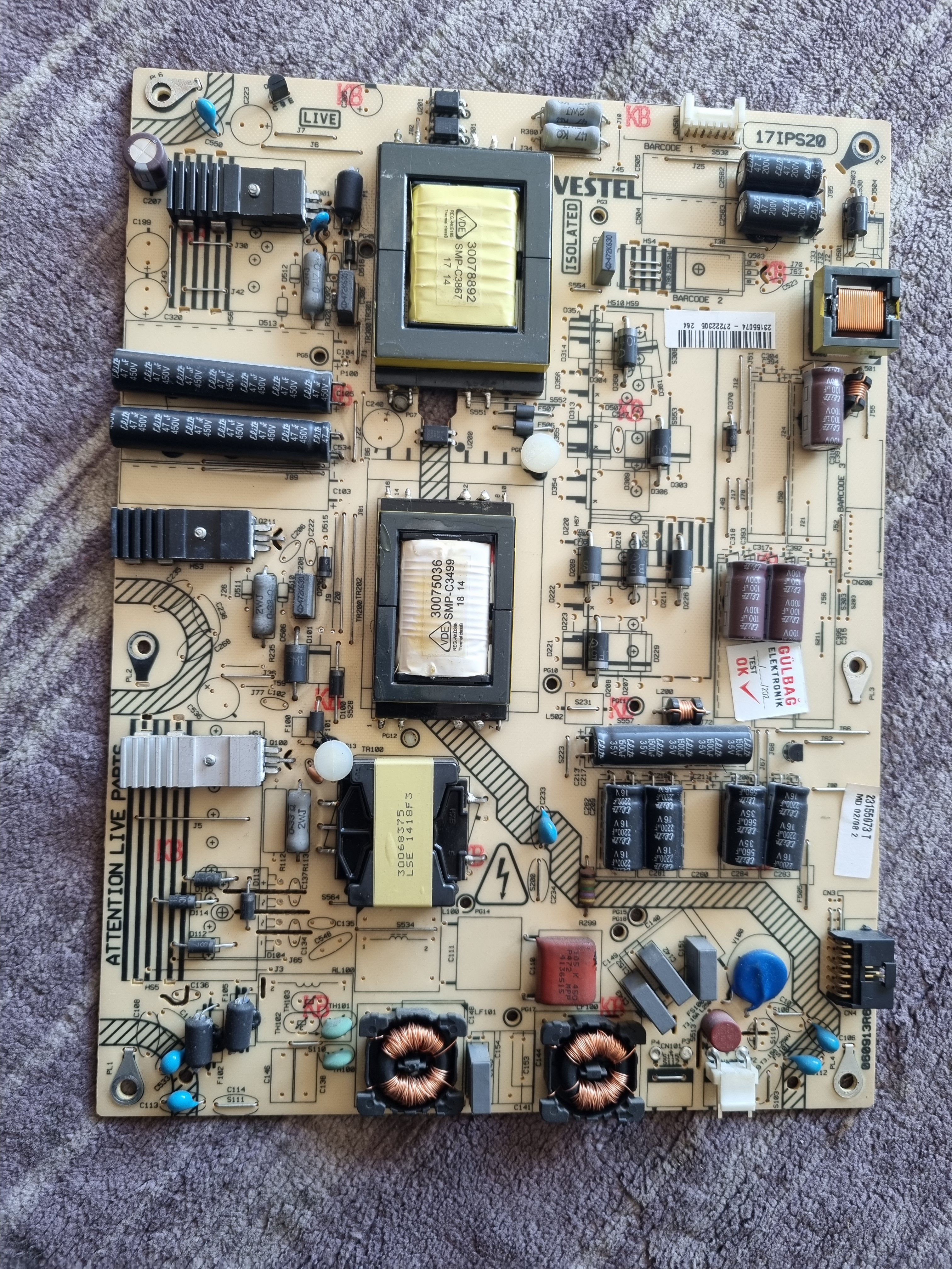 23155074, 17IPS20, 23155073, 060913R6, Power Board, VES500UNVL-3D-S01, 23197198,