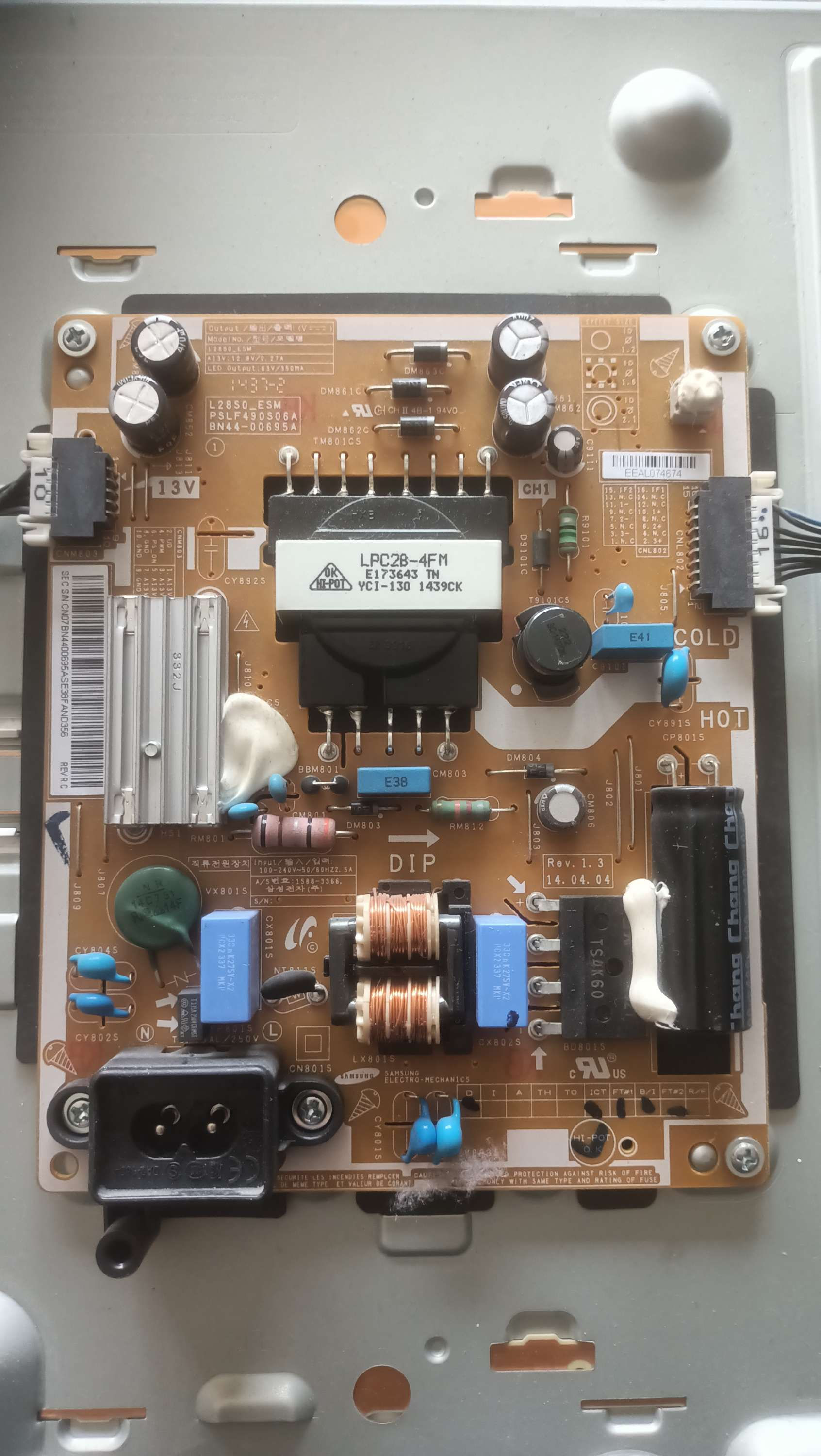 SAMSUNG, T28D310E1W, Power Board, BN44-00695A, L28SO_ESM, PSLF490S06A, BN44-0069