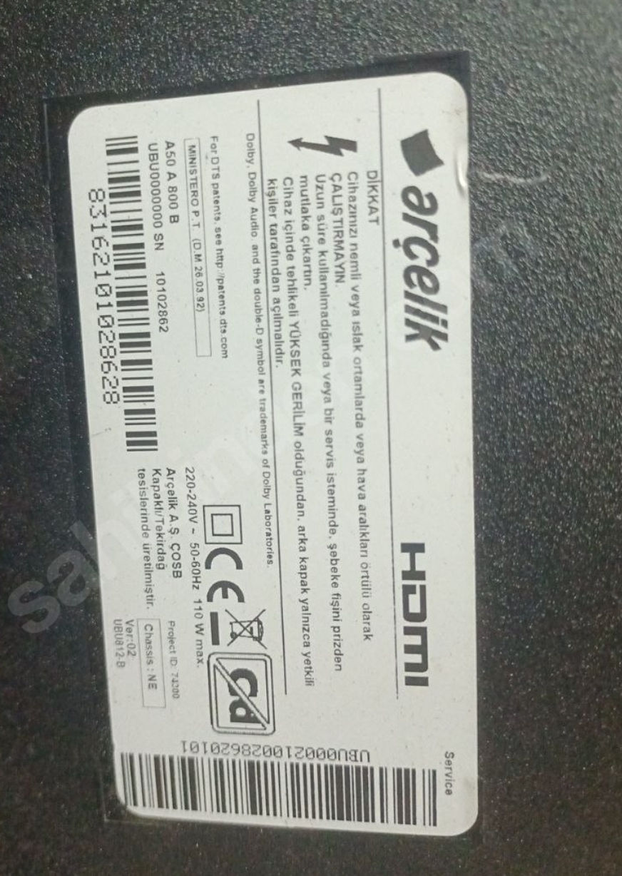 Küçük resim: ZAE190R-2, 3GG8BZ, 3gg 8bz, BEKO, B50 A 800 B, Arçelik, a50 a 800 b, MODEL LED T