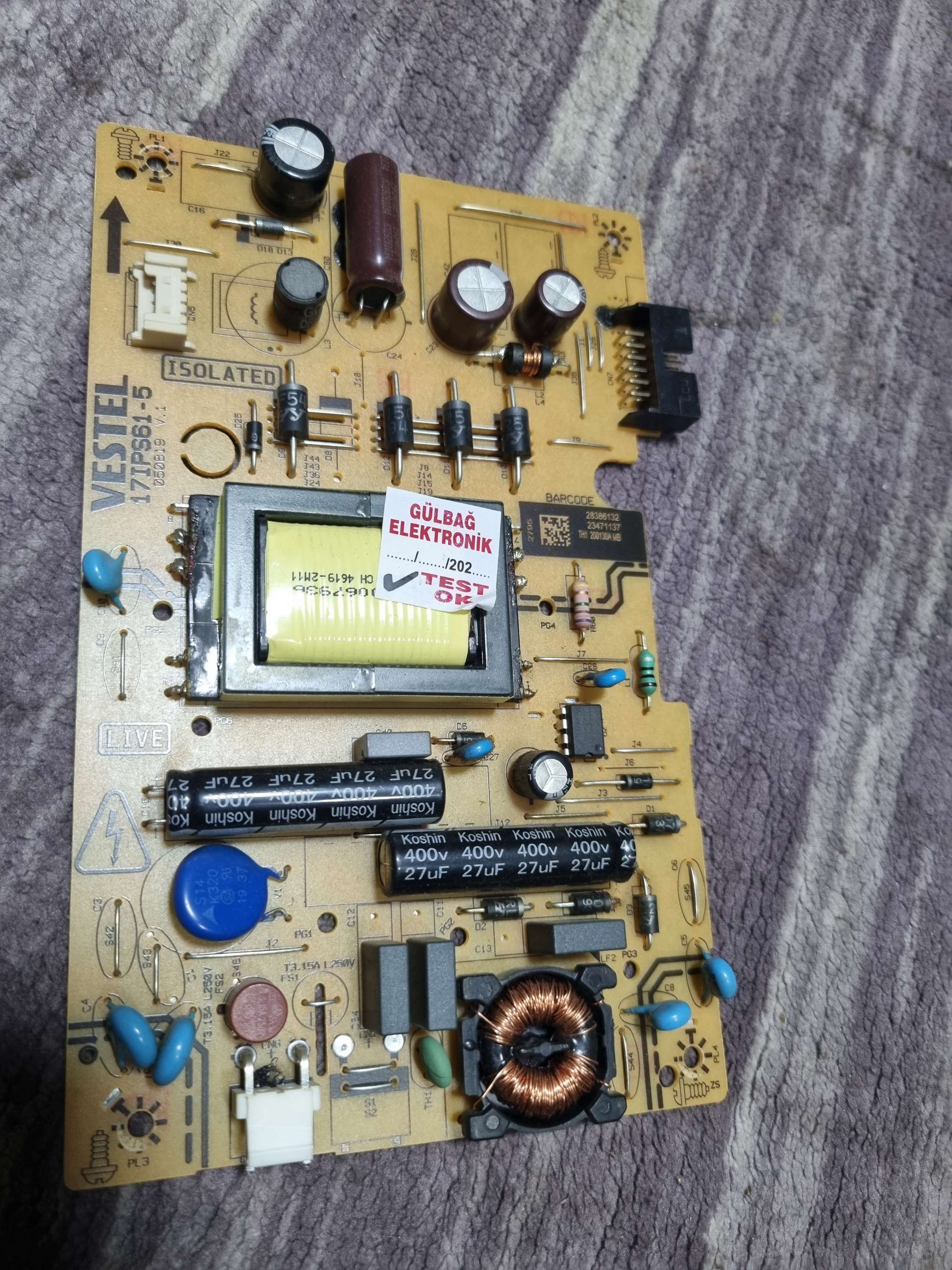 VESTEL, 22FA5100, POWER BOARD, 17IPS61-5, 23471137, VES 215UNVX-2D-N01, VESTEL 2