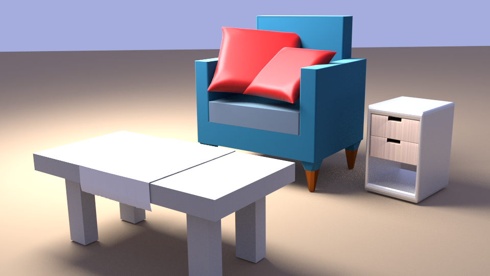 Chair with coffee table