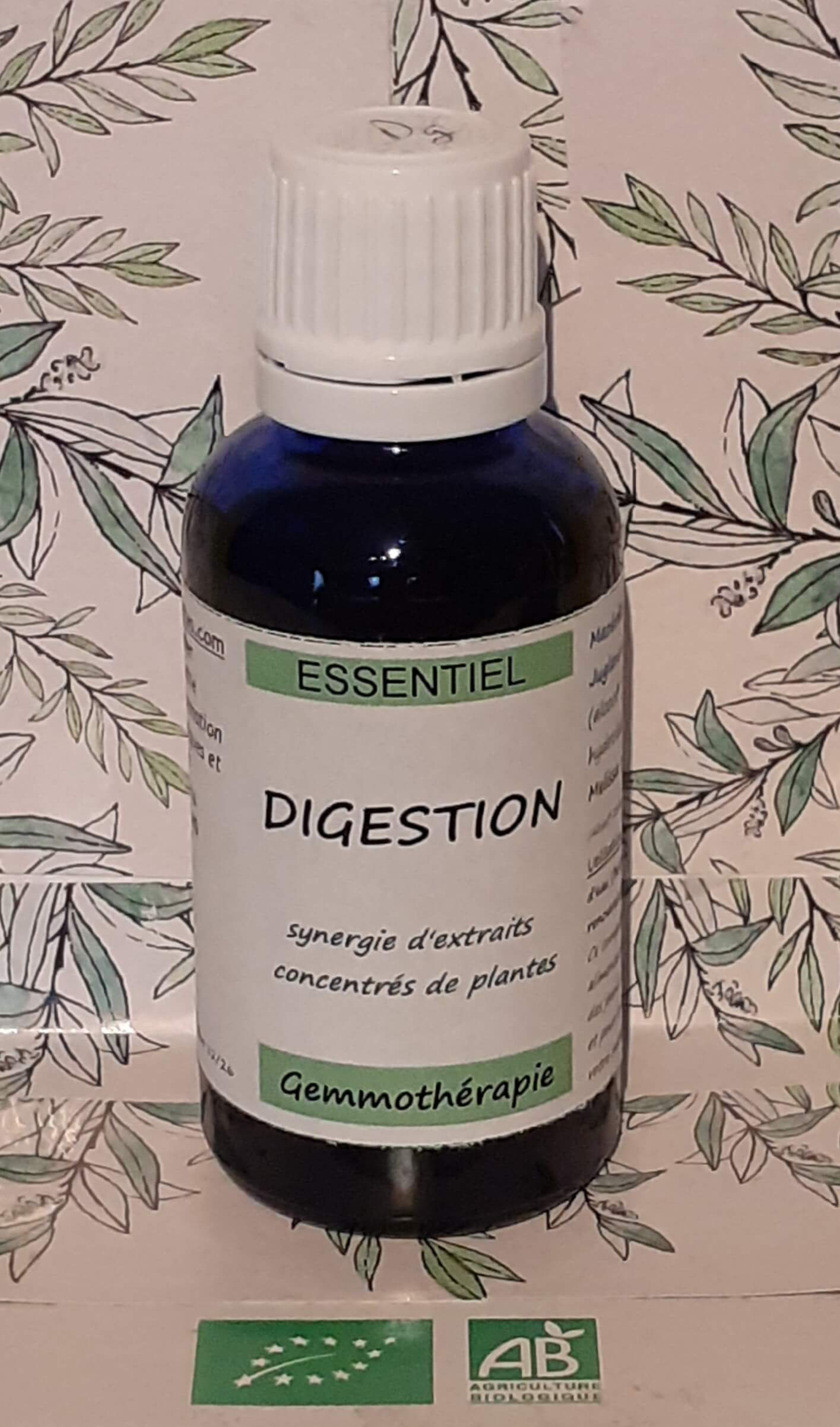 Flacon de gemmothérapie Digestion bio | Producteur de bourgeons cassis et figuier bio | Essentiel