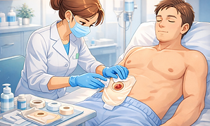 Enfermeira com mascara colocando a bolsa.png