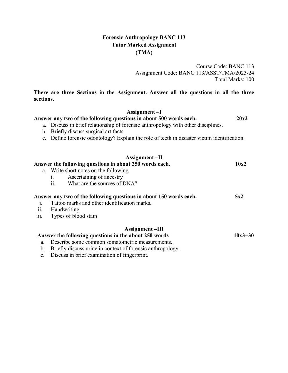 Thumbnail: BSCANH 3rd Year Compulsory Solved Assignment Combo (2023-24)