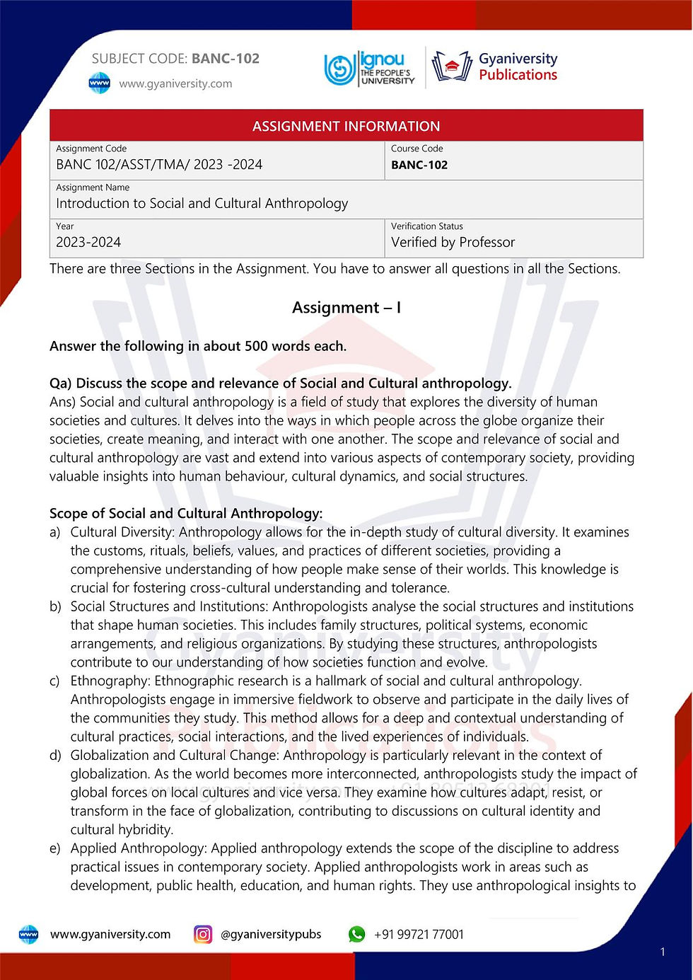 Thumbnail: BSCANH 1st Year Compulsory Solved Assignment Combo (2023-24)