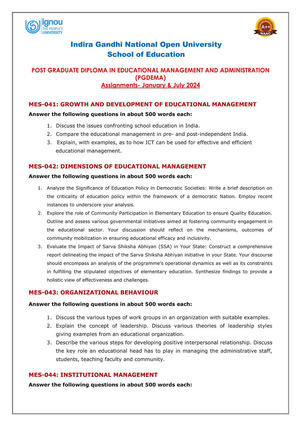 Thumbnail: MAEDU 2nd Year Educational Management Solved Assignment Combo (2024)