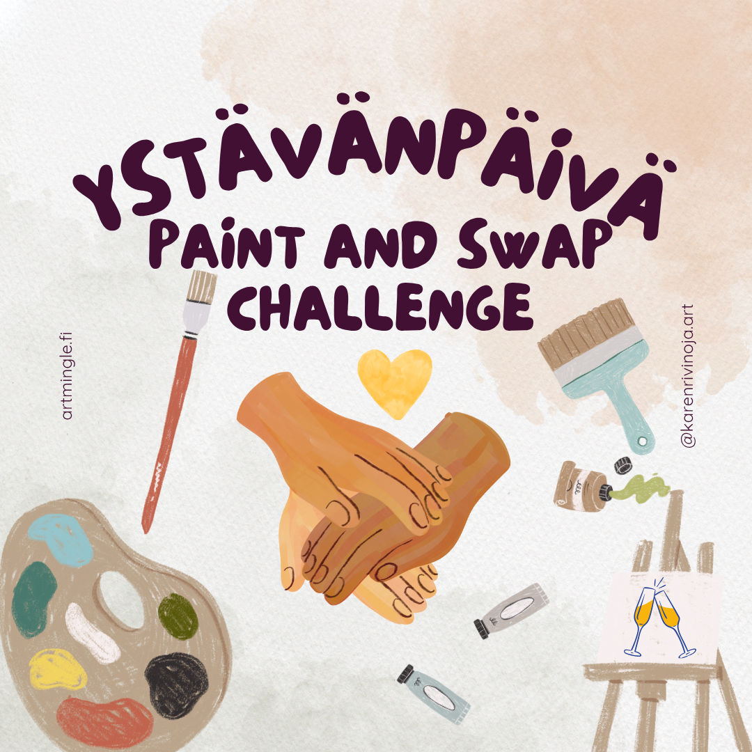 Ystävänpäivä ohjelma paint and swap challenge. Interaktiivinen maalausilta kavereiden ja ystävän kanssa.