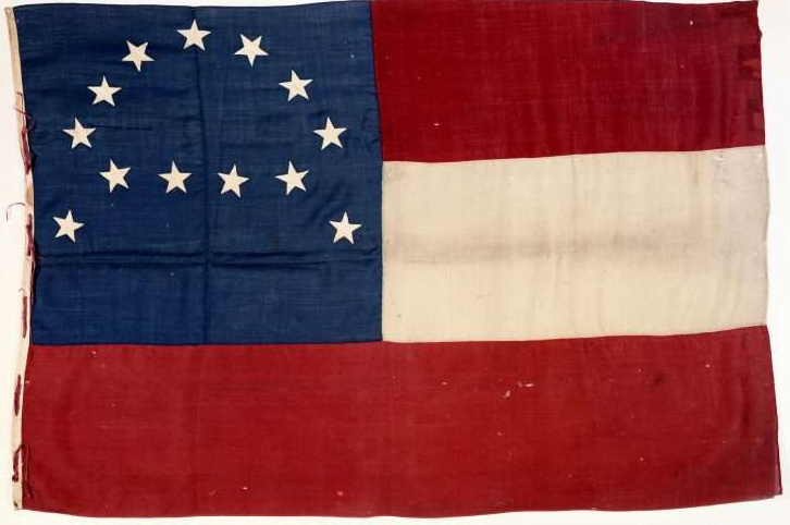 Robert E. Lee's Headquarters Flag, Army of Northern Virginia.  June 1862 until the summer of 1863. Believed to have been sewn by Lee's wife, Mary Custis Lee, and the couple's daughters. Replaced in 1863 by the Confederate 2nd national flag.  Source: Museum of the Confederacy.