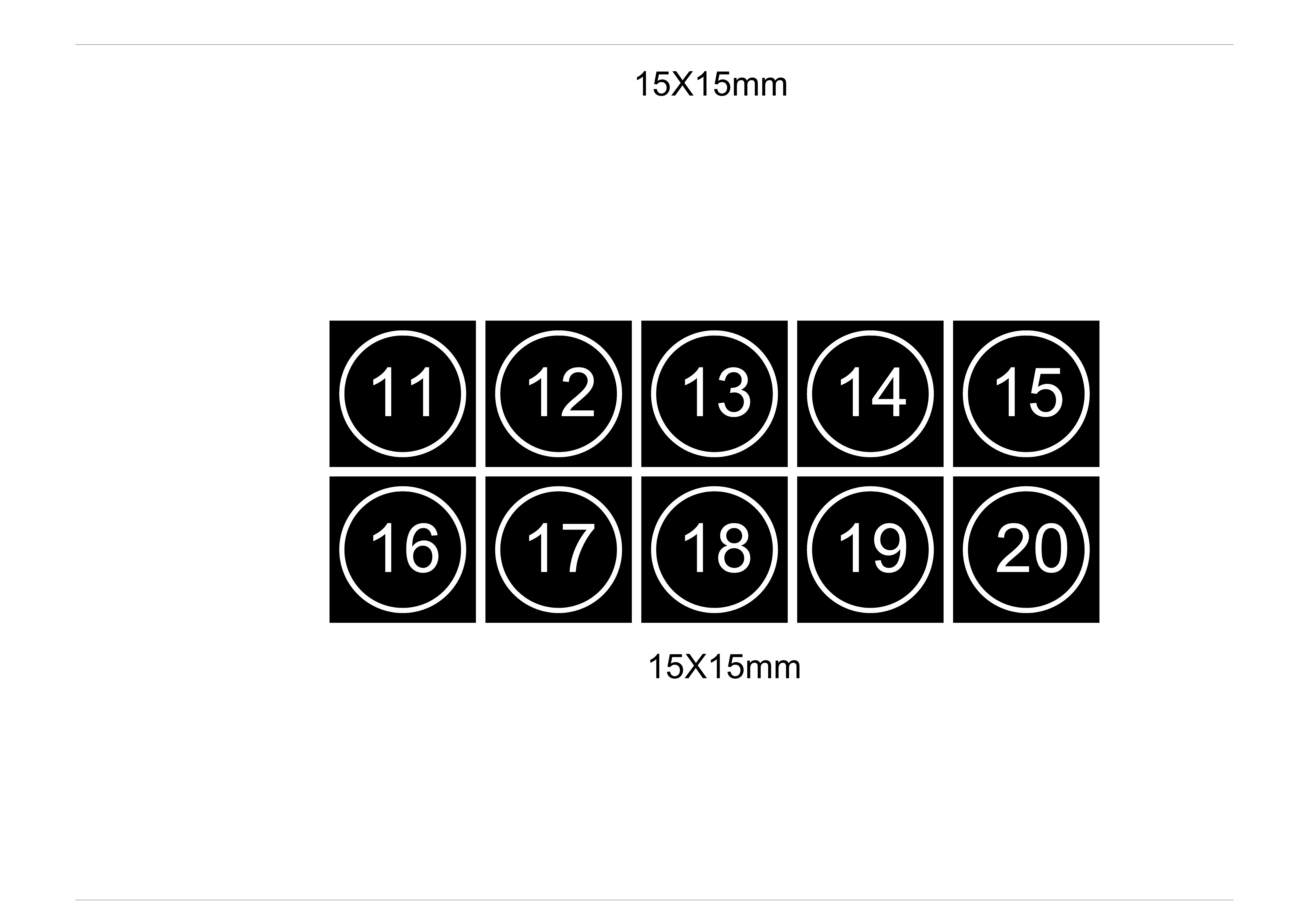 Pack Nº 11 AL 20 (1c/u) FONDO NEGRO CIRCULO