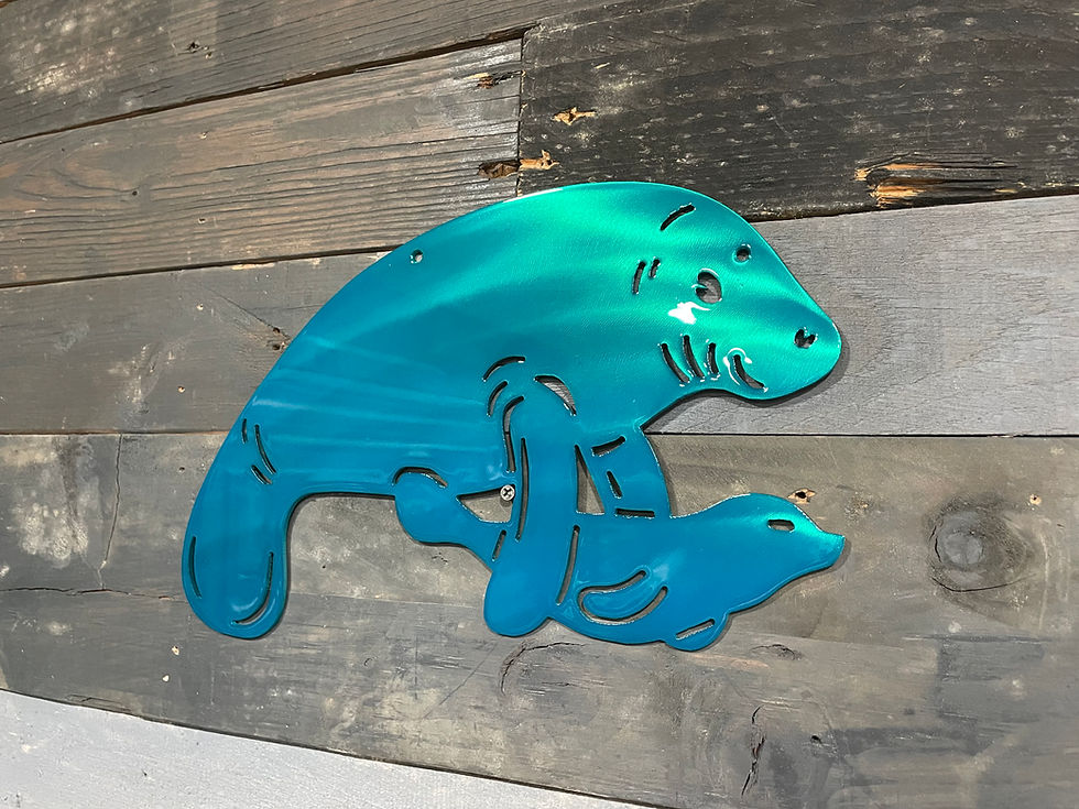Thumbnail: Manatee with Baby Metal Wall Art: Tropical Beach Decor