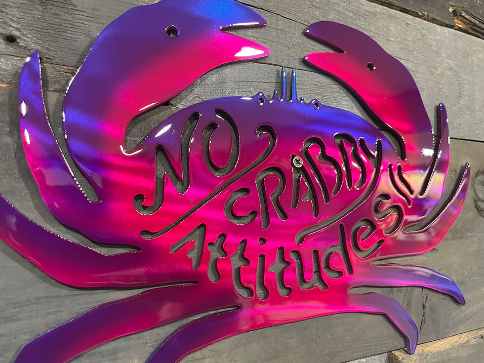 Thumbnail: Crab Metal Art: "No Crabby Attitudes" Nautical Sign