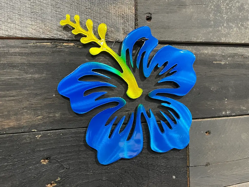 Thumbnail: Metal Hibiscus Flower Wall Art: Colorful Outdoor Garden Decor