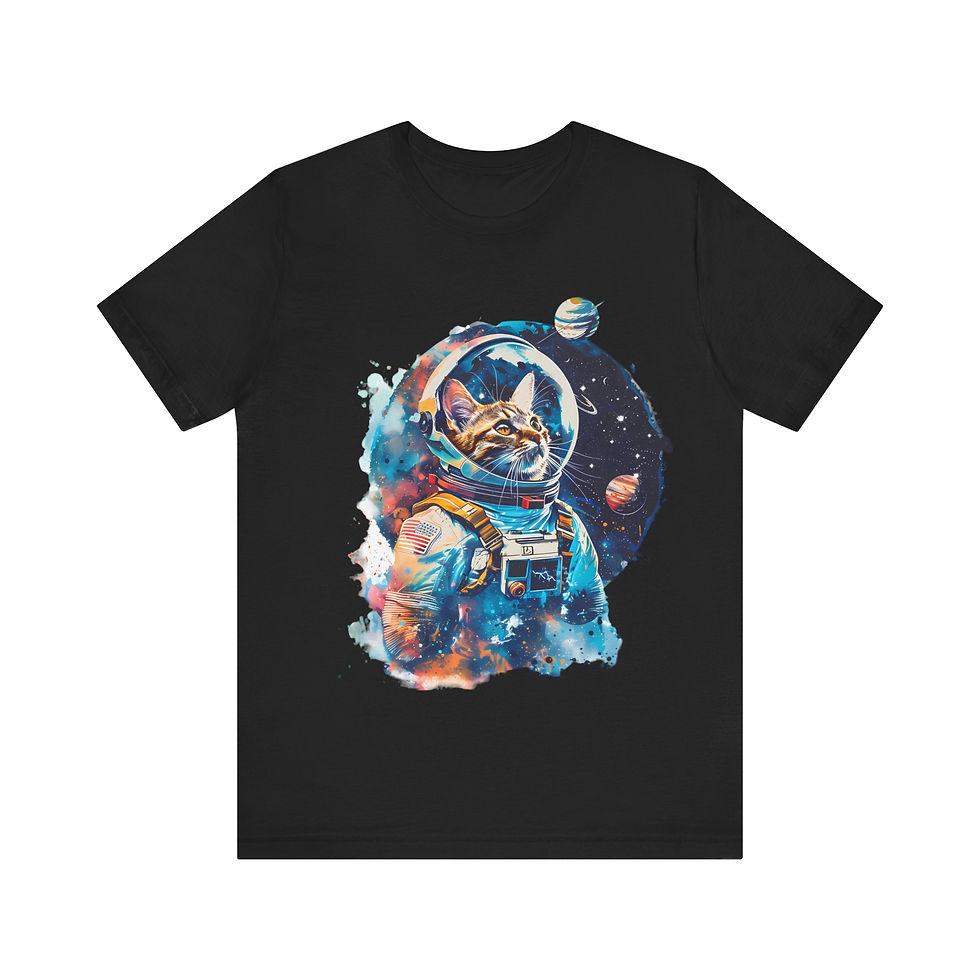 Astronaut Space Galaxy Stars Planet Cat Tee Shirt
