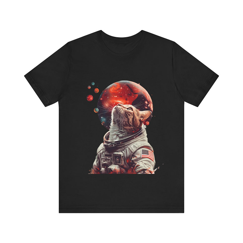 Astronaut Space Galaxy Stars Planet Cat Tee Shirt
