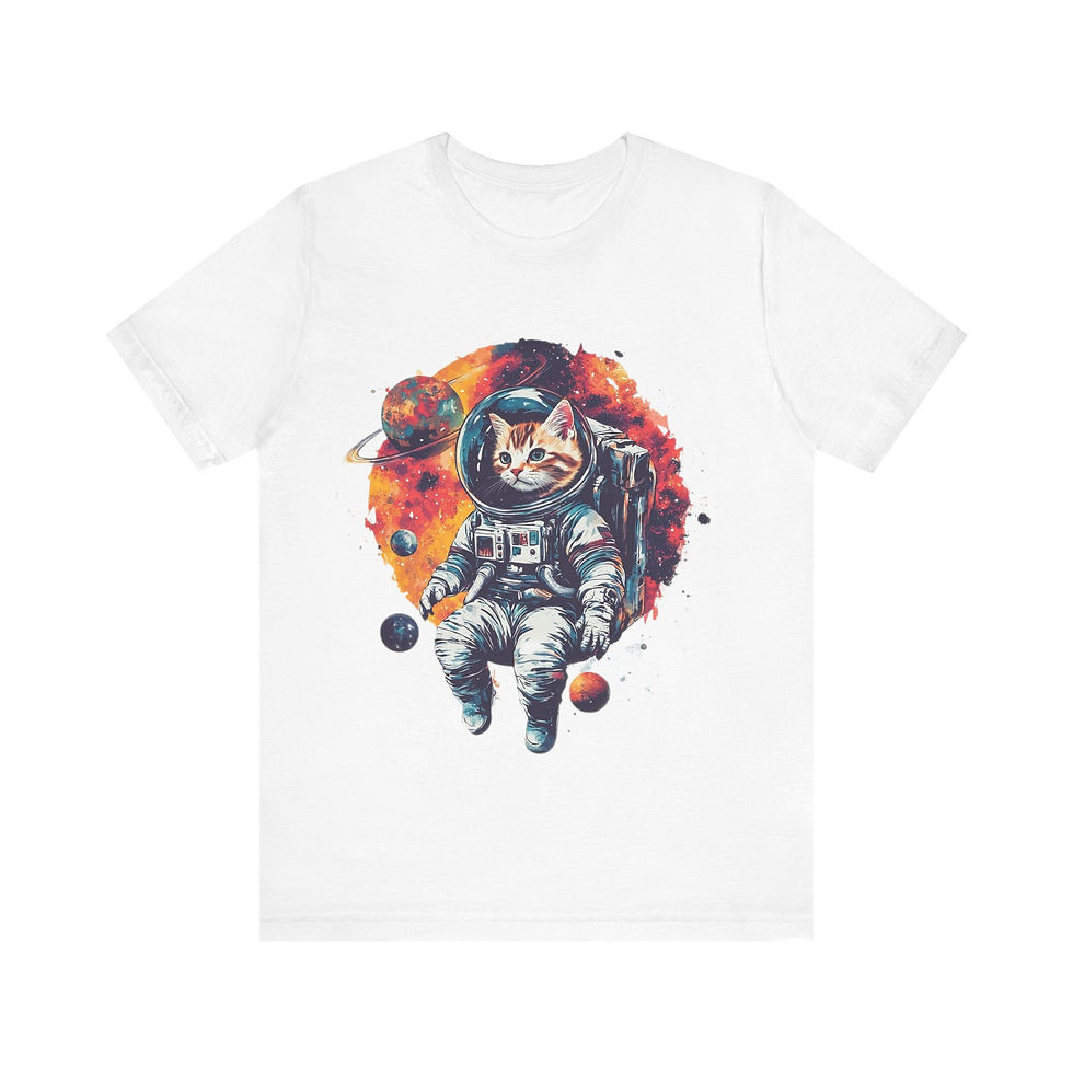 Astronaut Space Galaxy Stars Planet Cat Tee Shirt