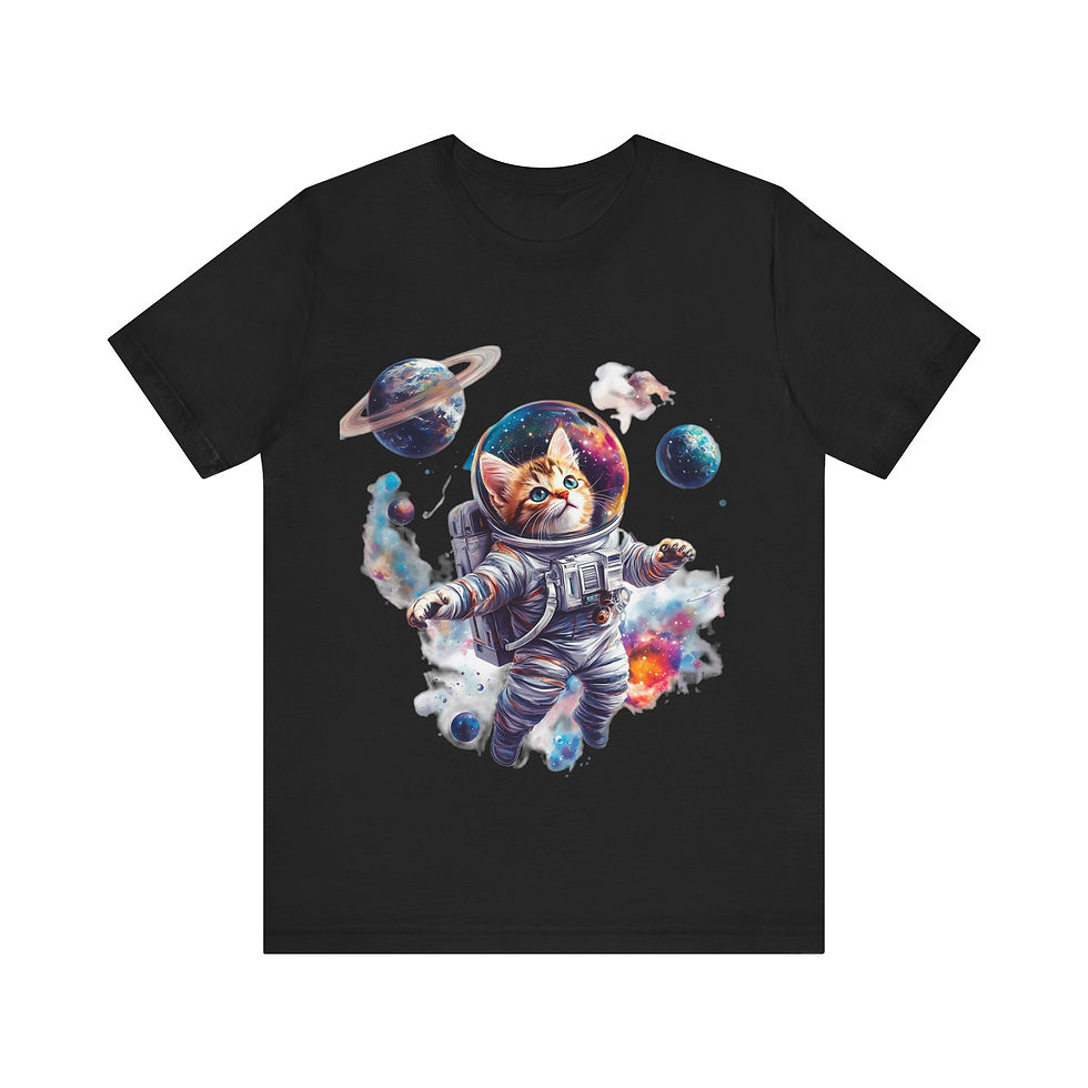 Astronaut Space Galaxy Stars Planet Cat Tee Shirt