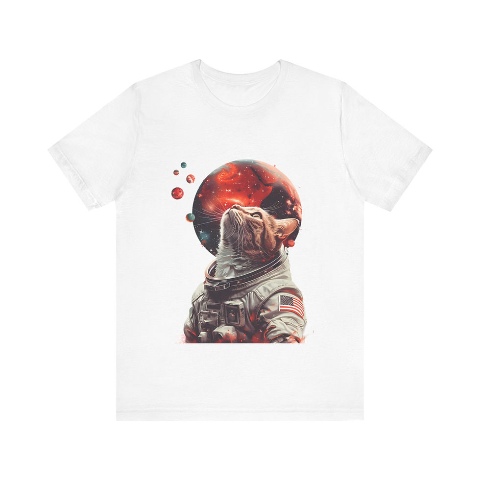 Astronaut Space Galaxy Stars Planet Cat Tee Shirt
