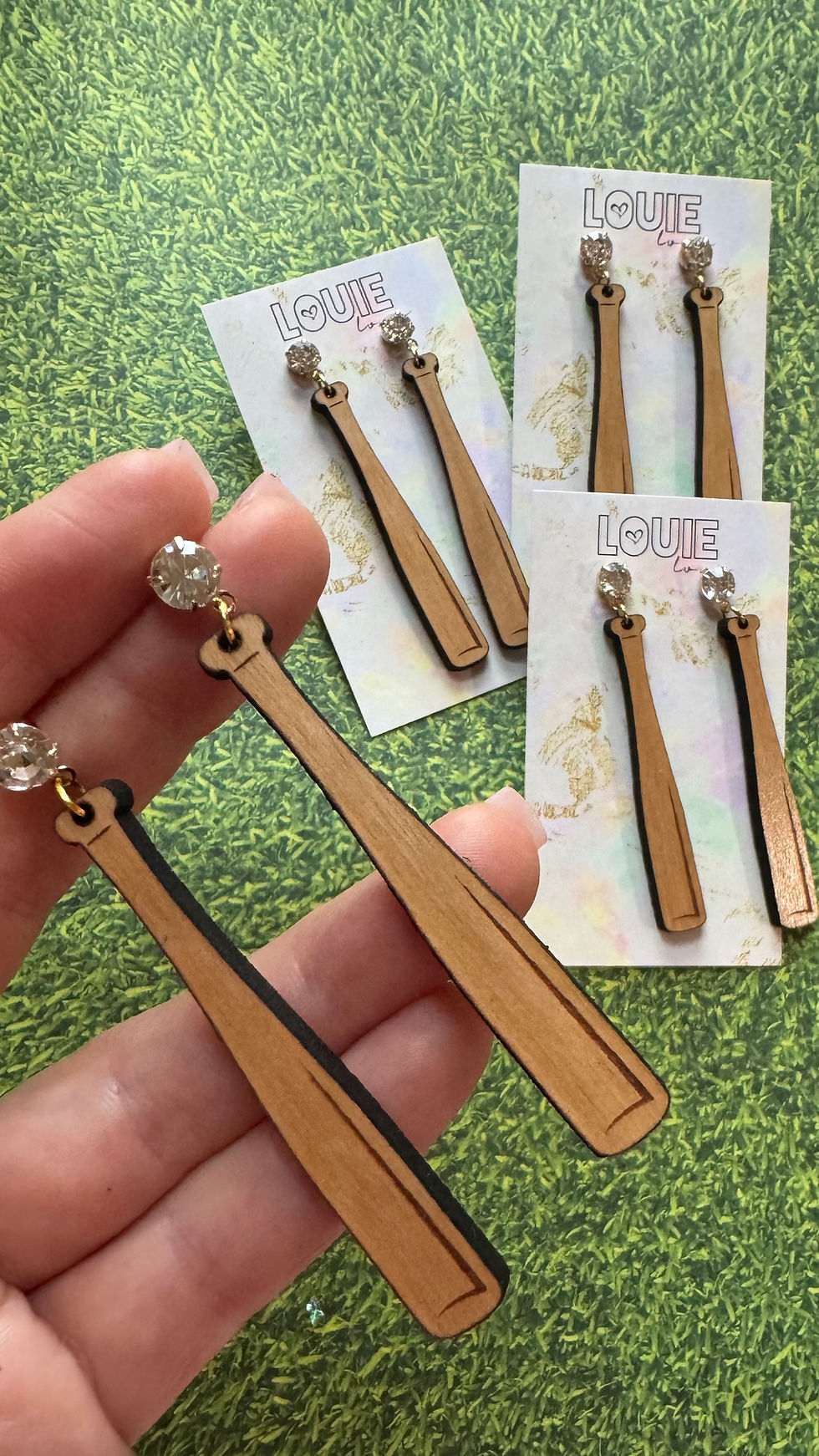 Thumbnail: Wood Baseball Bat Earrings
