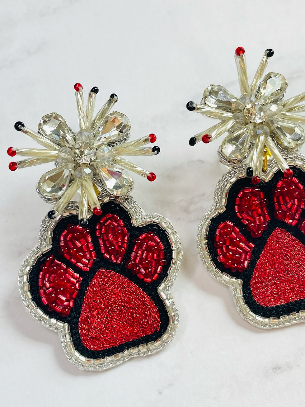 Thumbnail: Red & Black Paw Earrings