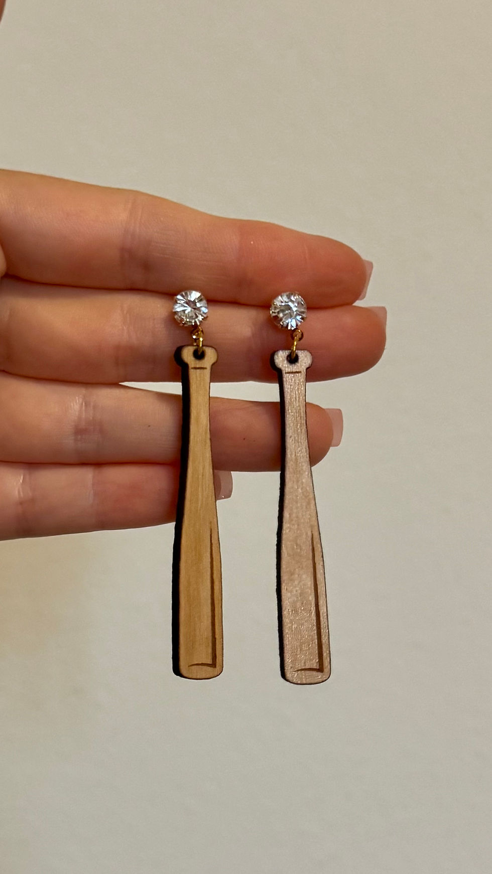 Thumbnail: Wood Baseball Bat Earrings