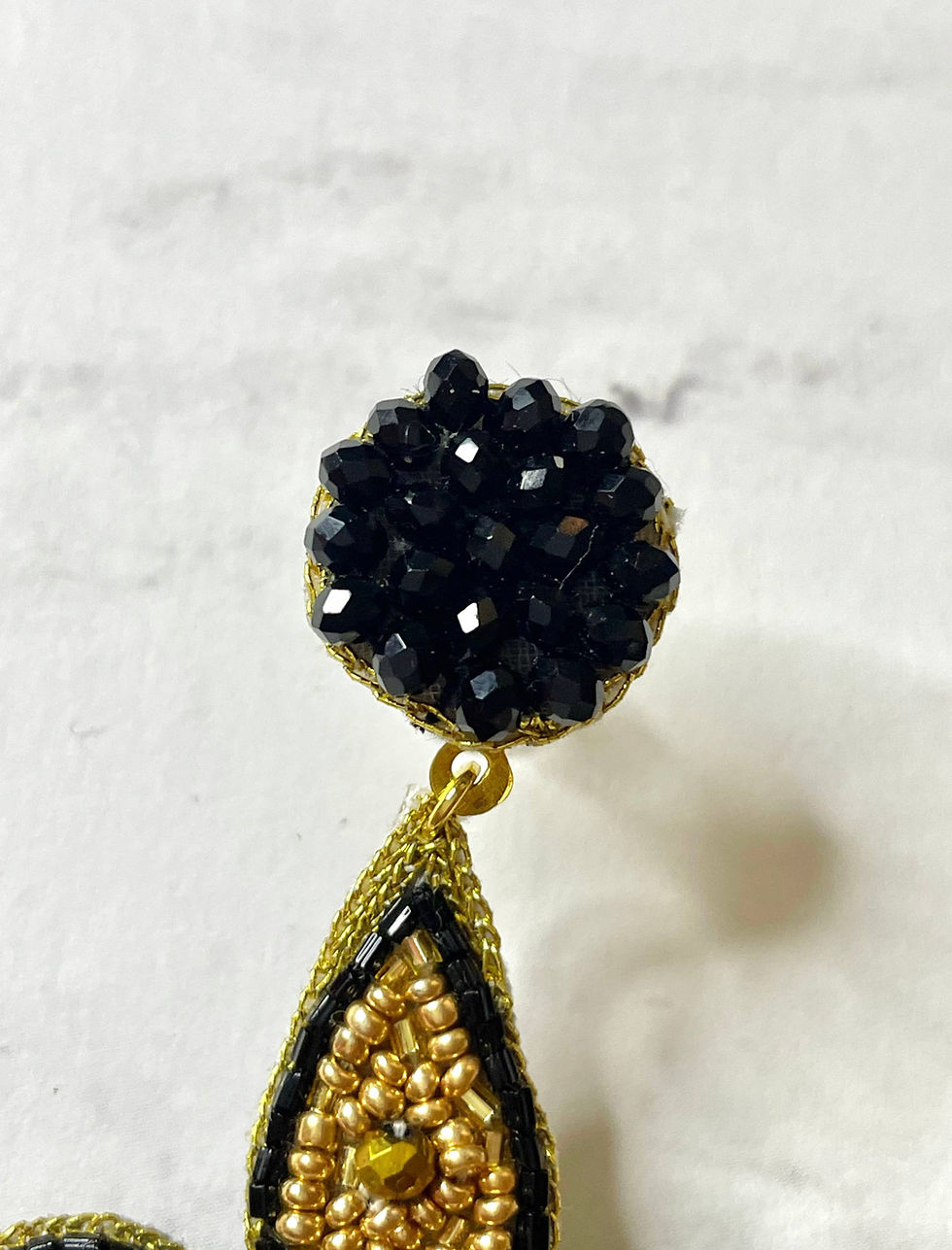 Thumbnail: Gold & Black Fleur De Lis Earrings