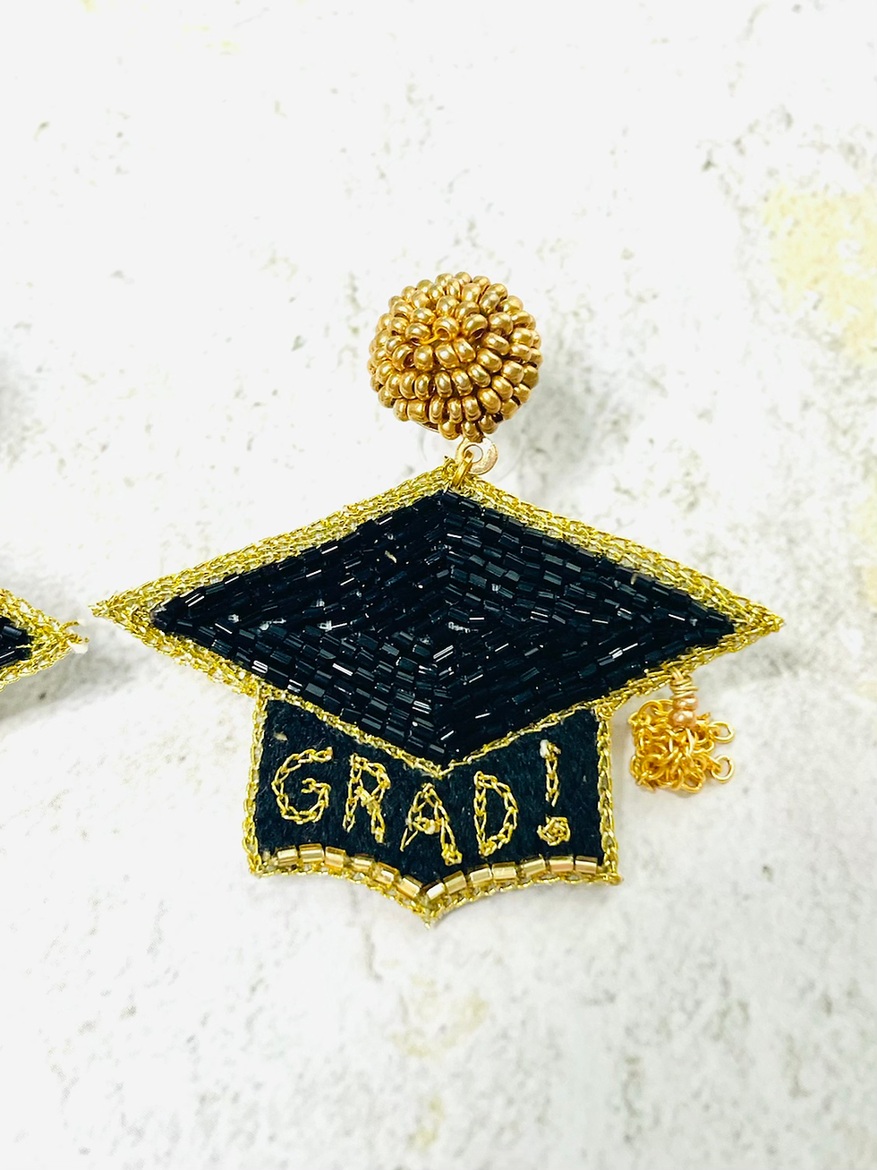 Thumbnail: Black Grad Hat Earrings - “GRAD”