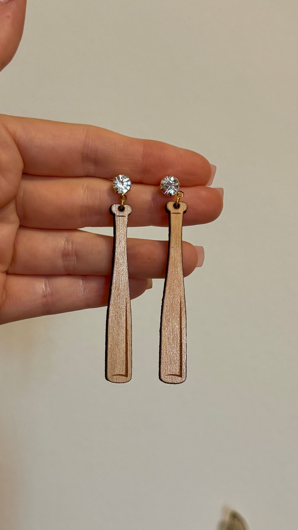 Thumbnail: Wood Baseball Bat Earrings