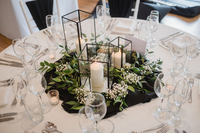 Black wedding centrepiece
