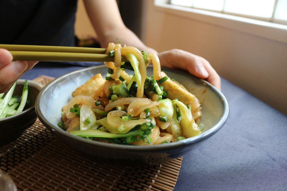 Bokchoy Tofu Udon Noodle Stir Fry