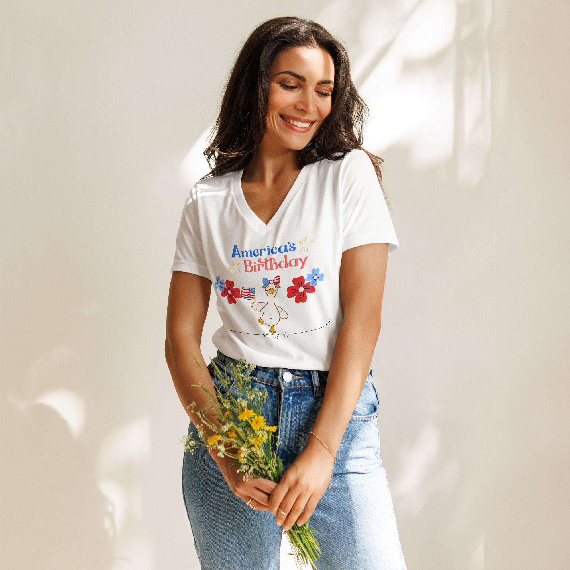 Patriotic Women’s relaxed v-neck t-shirt