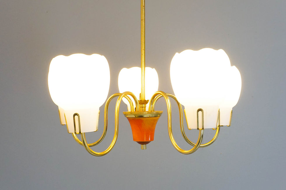 Thumbnail: Scandinavian Mid-century Frosted Glass Chandelier