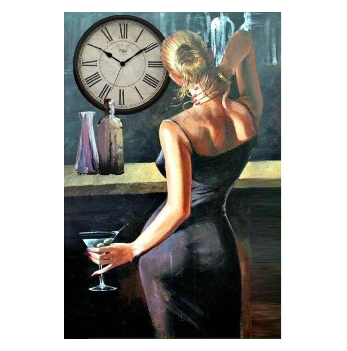 FEMME AU BAR ROBE NOIRE