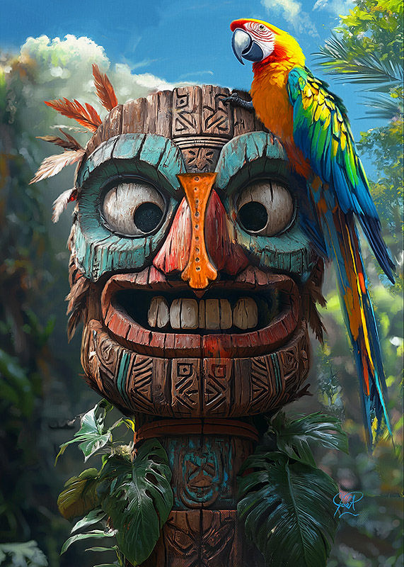 Tiki Sam" Postcard Paper Print