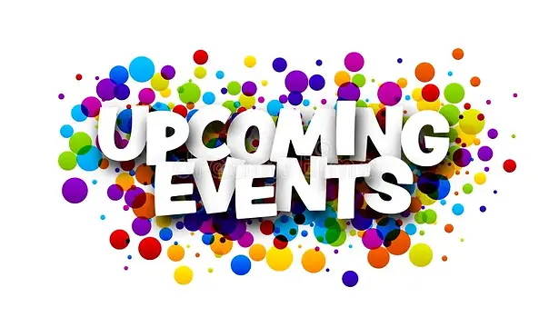 upcoming-events-sign-colorful-round-confetti-background-design-element-vector-illustration