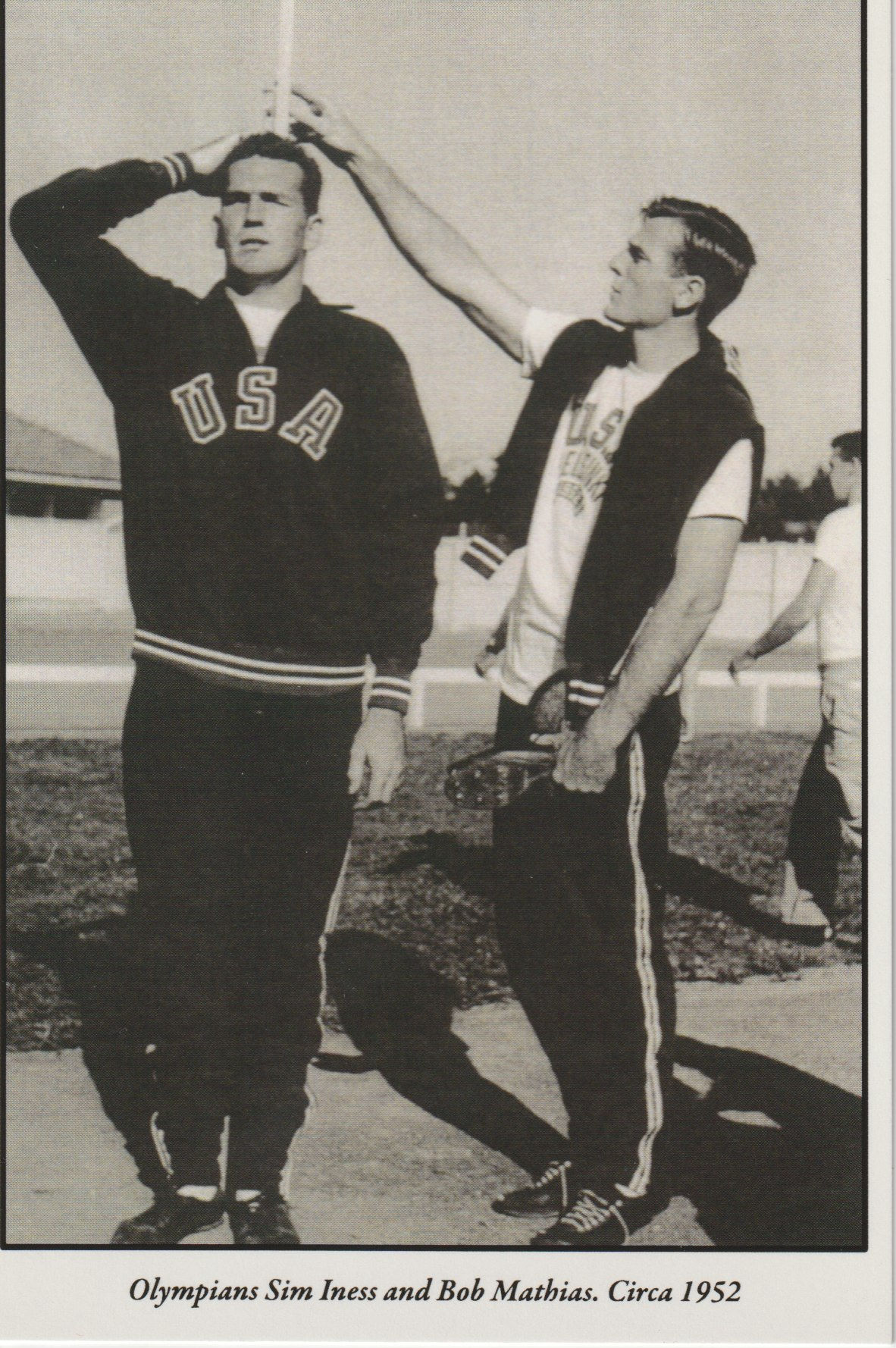 Olympians Sim Iness and Bob Mathias, Helsinki Finland 1952 Postcard