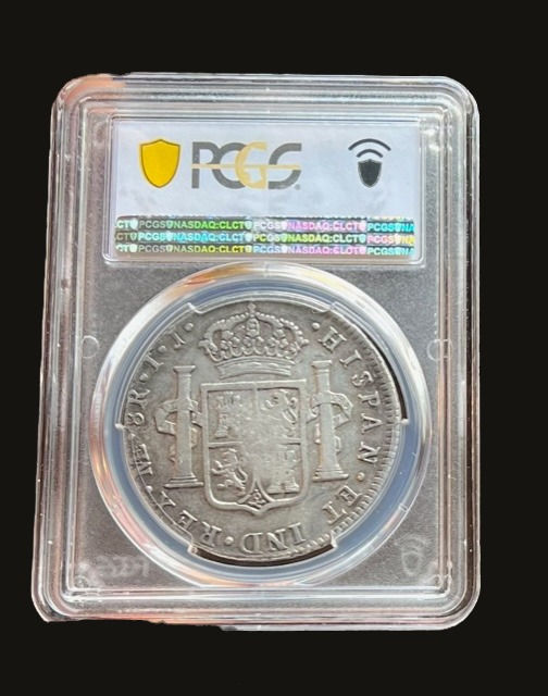 Thumbnail: 1796 Peru 8 Reales, Countermarked 1834 Portugal, Carolus IIII
