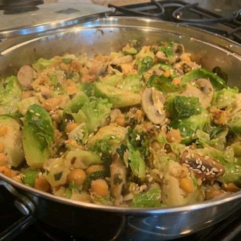 Pan-Seared Brussels Sprouts and Chickpeas Recipe