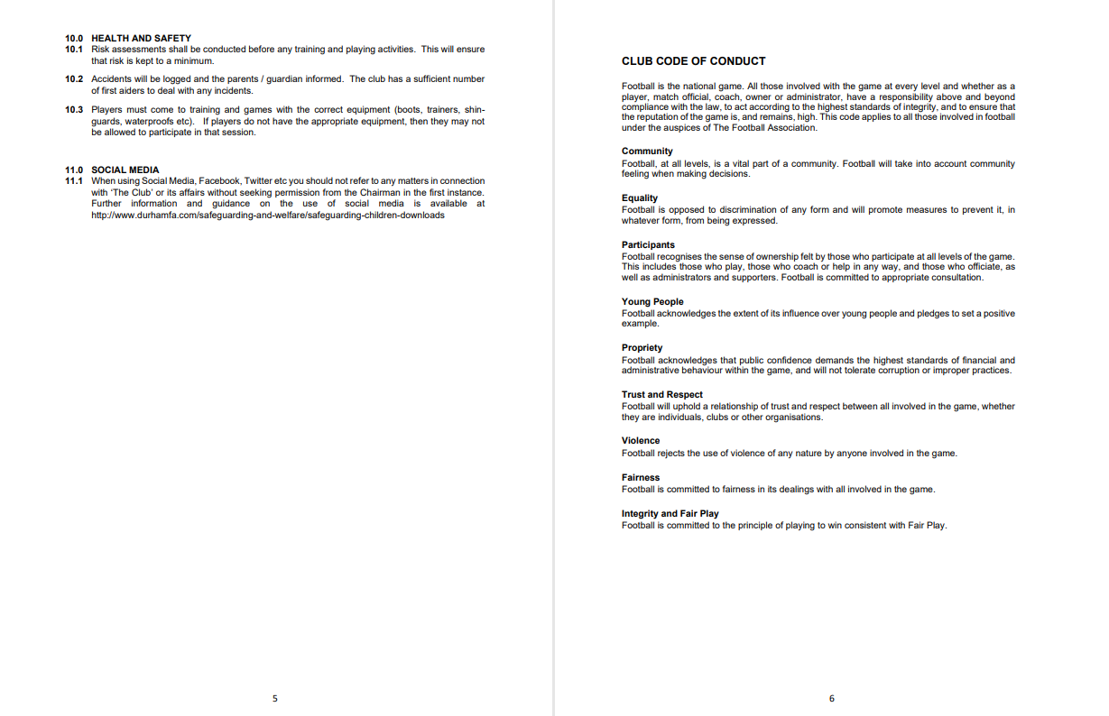 Billingham Juniors FC Team handbook 3