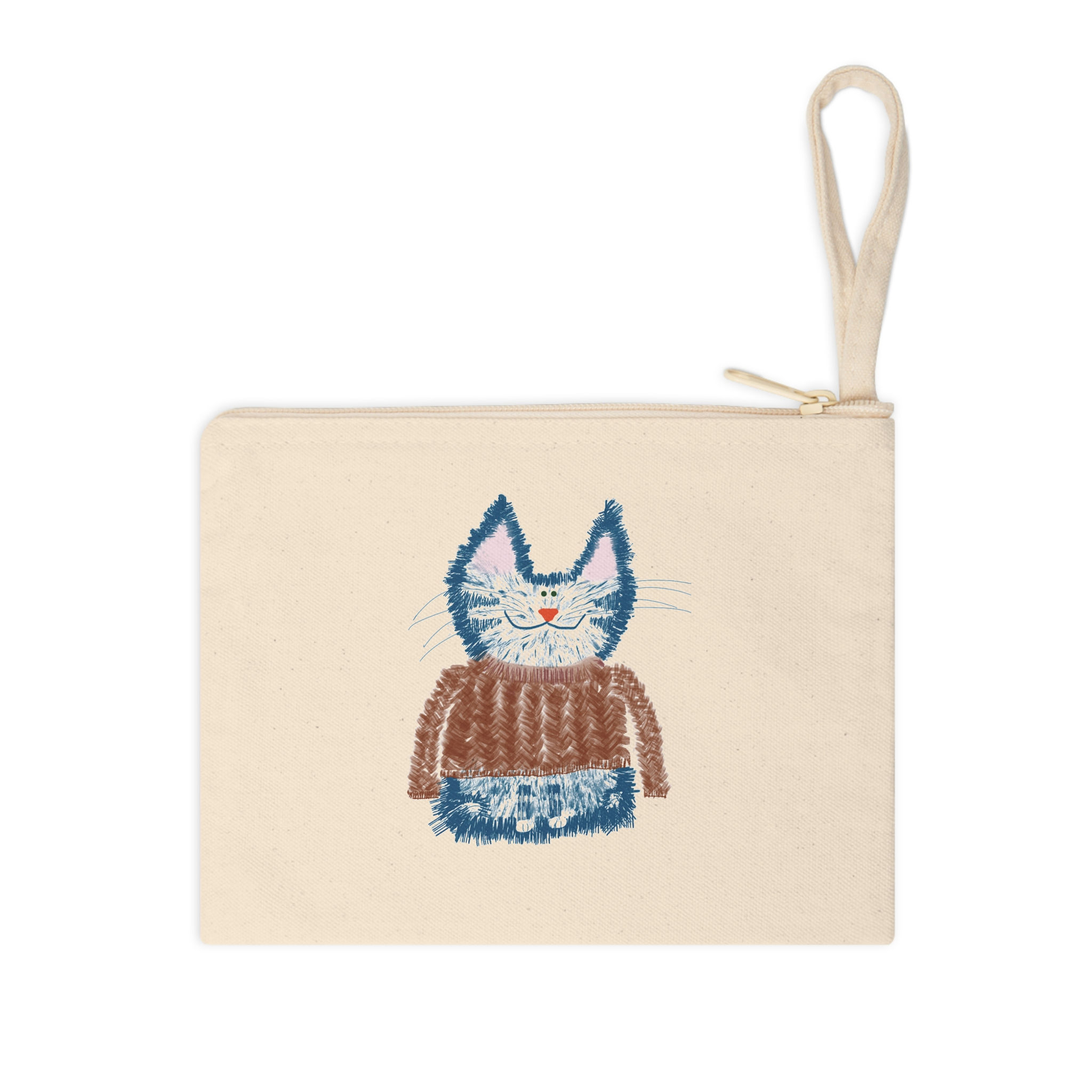 Cozy Sweater Cat Zipper Pouch